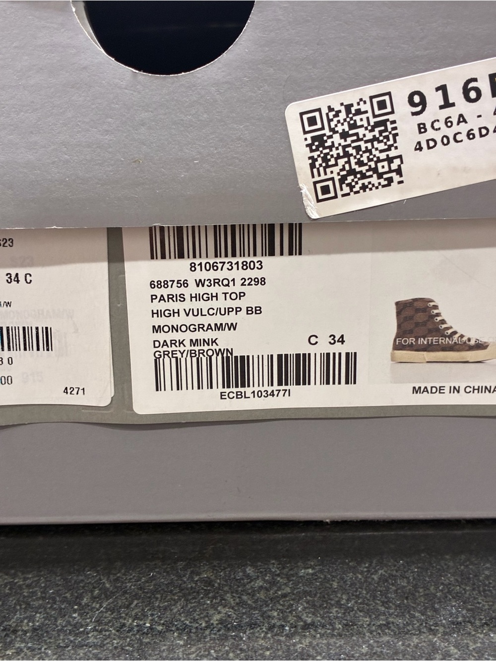 Balenciaga Paris High Top BB Monogram Sneakers Women US 4 IT 34 Brown NIB - Picture 11 of 13